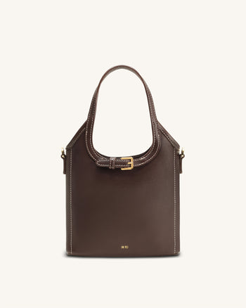 Brooke Mini-Henkeltasche mit Gürteldetails und Verzierungen - Dunkelbraun