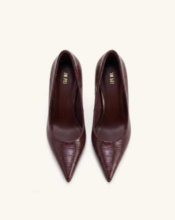 Hazel Heels mit Krokoprägung - Burgund