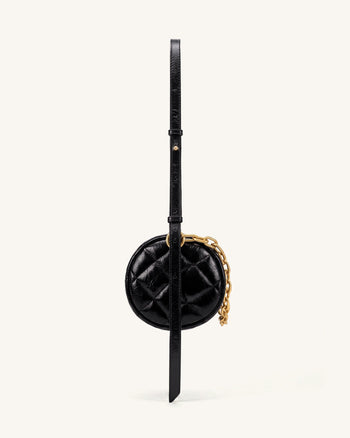 Gesteppte Dackel-Schultertasche mit Kette - Schwarz