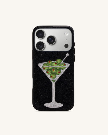 Olive Martini Kunstkristall Handyhülle - Schwarz