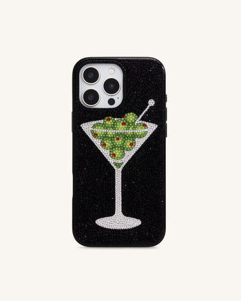 Olive Martini Kunstkristall Handyhülle - Schwarz