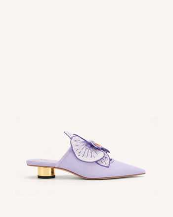 Helena Bestickte Mules mit Durchbrüchen - Lila