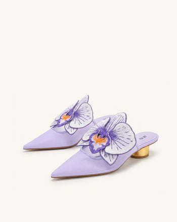Helena Bestickte Mules mit Durchbrüchen - Lila