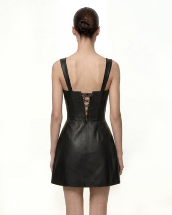 Korsettkleid mit Iris-Blumenprint – Schwarz