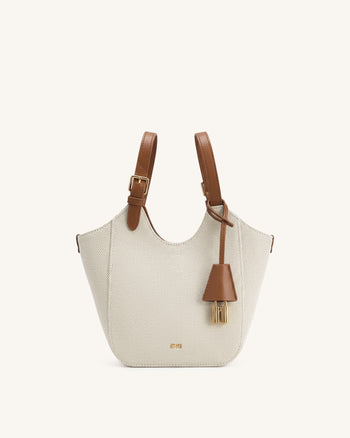 Ines Tote-Bag mit Vorhängeschloss - Braunes Canvas