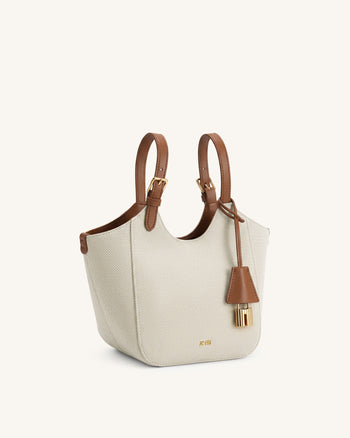 Ines Tote-Bag mit Vorhängeschloss - Braunes Canvas