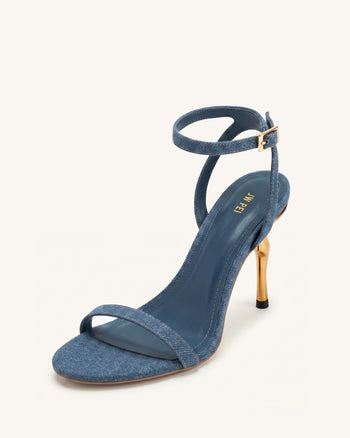 Alivia Sandalen mit goldfarbenem Metallabsatz - Denimblau