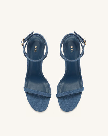 Alivia Sandalen mit goldfarbenem Metallabsatz - Denimblau