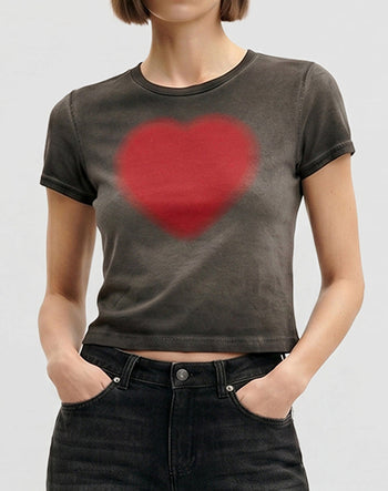 The Shrunken Faded Love T-Shirt - Washed Black