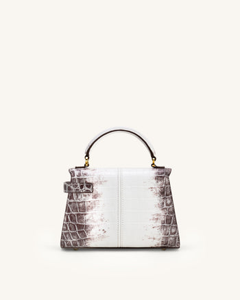 Elise Henkeltasche mit Krokoprägung - Weiß