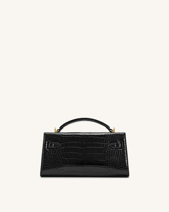 Noor Handtasche mit Henkel – Schwarz Kroko