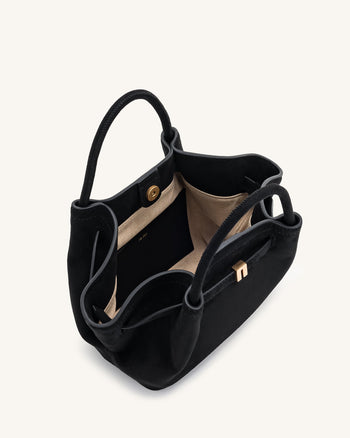 Hana Mini-Wildlederimitat-Tragetasche - Schwarz