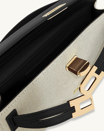 Bria Strukturierte Henkeltasche – Schwarzes Canvas