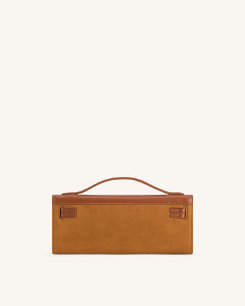 Bria Strukturierte Handtasche mit oberem Griff aus Kunst-Wildleder – Braun