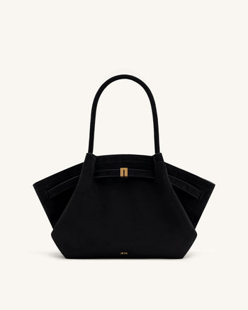 Hana mittelgroße Tote-Bag aus Kunstwildleder - Schwarz