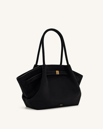 Hana mittelgroße Tote-Bag aus Kunstwildleder - Schwarz