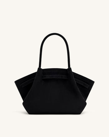 Hana mittelgroße Tote-Bag aus Kunstwildleder - Schwarz