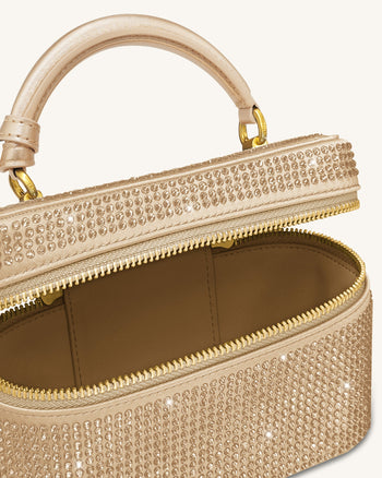 Cleo Künstliche Kristall Box Shape Top Handle Tasche - Champagner