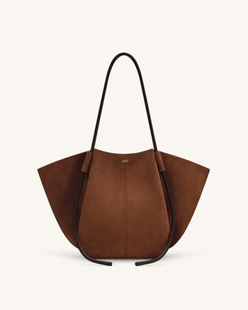 Nala Große Tote Bag aus Kunstveloursleder - Braun