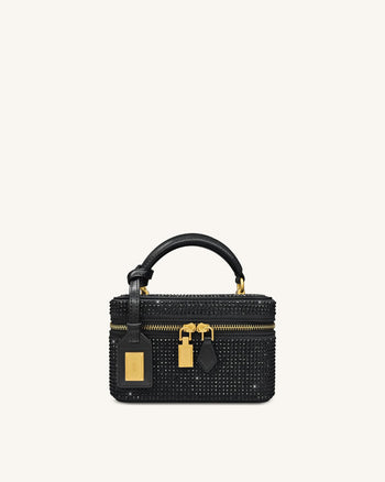 Cleo Künstliche Kristall Box Shape Top Handle Tasche - Schwarz