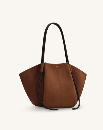 Nala Große Tote Bag aus Kunstveloursleder - Braun