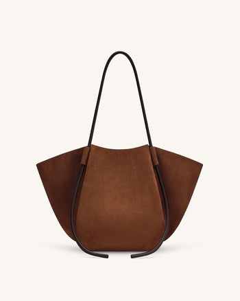 Nala Große Tote Bag aus Kunstveloursleder - Braun