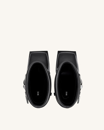 Emilia Westerne Stilettos mit Schnallen aus Leder - Schwarz
