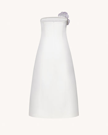 Iris Trägerloses A-Linien Maxi-Kleid mit Blumendruck – Weiß