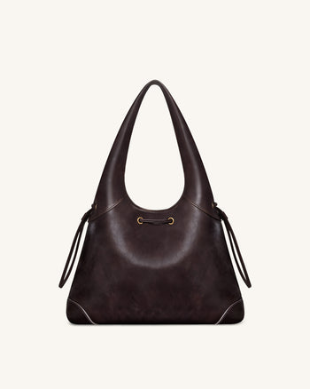 Celandra Hobo-Bag mit Kordelzug – Dunkelbraun