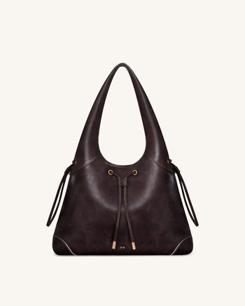 Celandra Hobo-Bag mit Kordelzug – Dunkelbraun