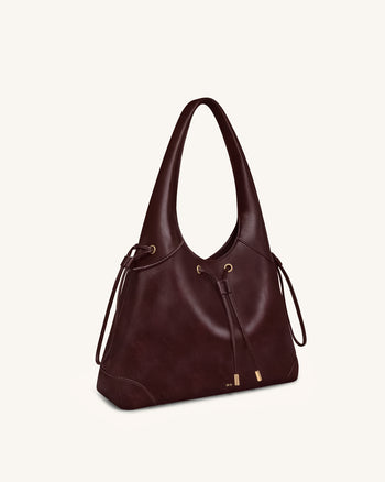 Celandra Hobo-Bag mit Kordelzug – Dunkles Burgund