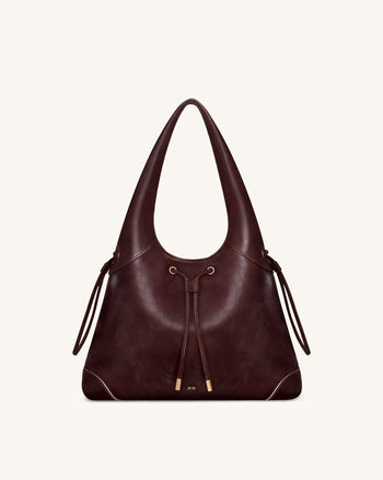 Celandra Hobo-Bag mit Kordelzug – Dunkles Burgund