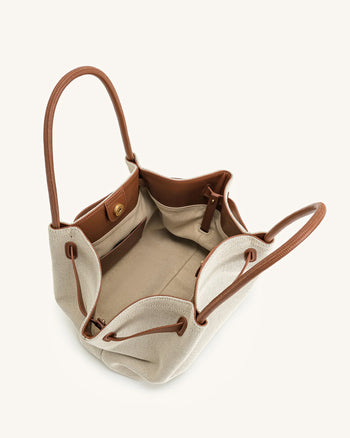 Hana Große Tote Bag - Brauner Canvas