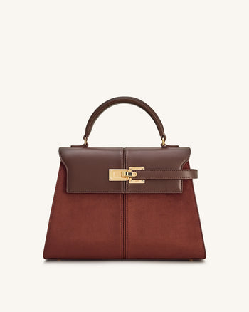 Elise Große Handtasche aus Kunstwildleder - Mokkabraun