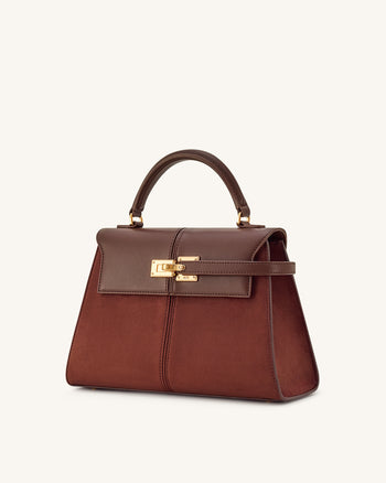 Elise Große Handtasche aus Kunstwildleder - Mokkabraun