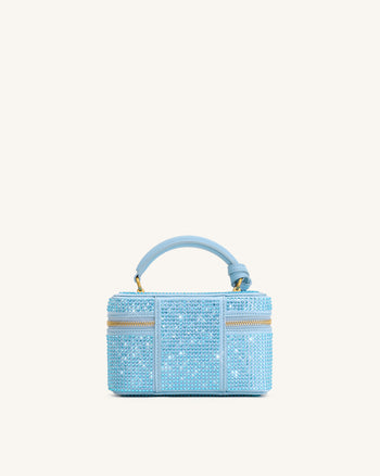 Cleo Künstliche Kristall Box Shape Top Handle Tasche - Blau