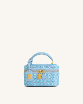 Cleo Künstliche Kristall Box Shape Top Handle Tasche - Blau