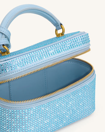 Cleo Künstliche Kristall Box Shape Top Handle Tasche - Blau