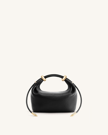 Ellie Henkeltasche mit Metallringverzierungen - Schwarz