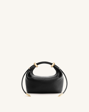 Ellie Henkeltasche mit Metallringverzierungen - Schwarz