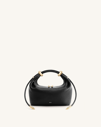 Ellie Henkeltasche mit Metallringverzierungen - Schwarz