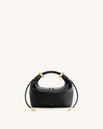 Ellie Henkeltasche mit Metallringverzierungen - Schwarz