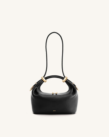 Ellie Henkeltasche mit Metallringverzierungen - Schwarz