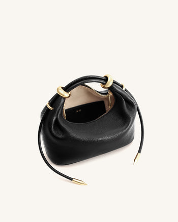 Ellie Henkeltasche mit Metallringverzierungen - Schwarz