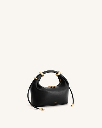 Ellie Henkeltasche mit Metallringverzierungen - Schwarz