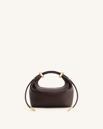 Ellie Henkeltasche mit Metallringverzierungen - Dunkelbraun