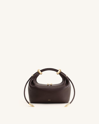 Ellie Henkeltasche mit Metallringverzierungen - Dunkelbraun