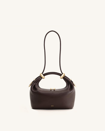 Ellie Henkeltasche mit Metallringverzierungen - Dunkelbraun