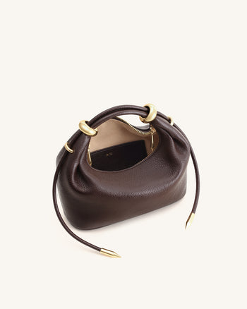 Ellie Henkeltasche mit Metallringverzierungen - Dunkelbraun