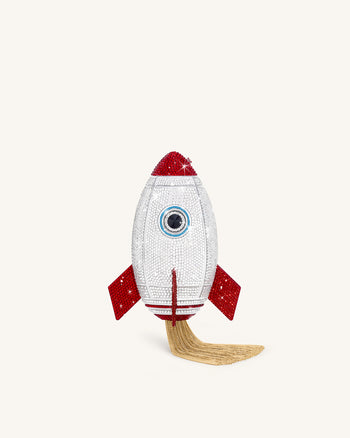 Rocket Form Kunstkristall Clutch - Silber